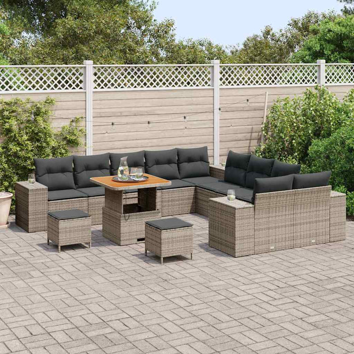 Set de canapele pentru grădină cu pernă 13 pcs Gri poliratan - WALTI WALTI