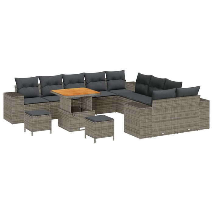 Set de canapele pentru grădină cu pernă 13 pcs Gri poliratan - WALTI WALTI