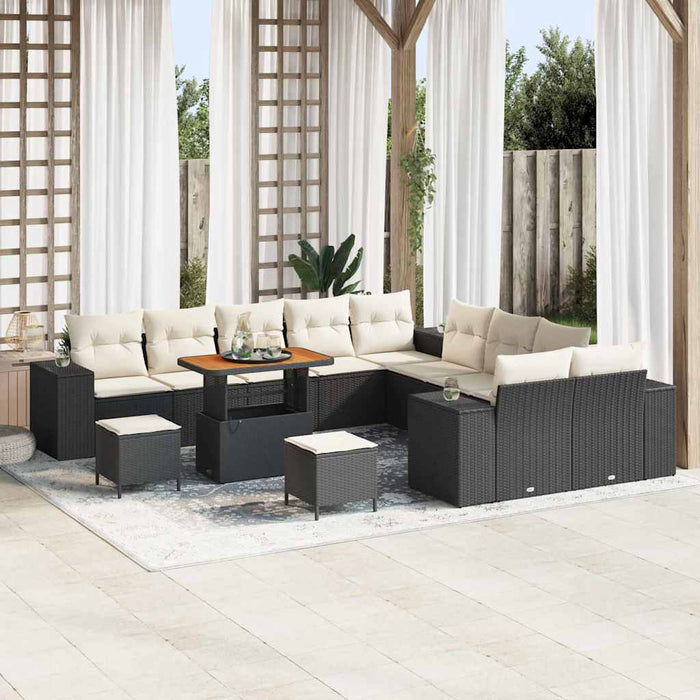 Set de canapele pentru grădină 13 pcs Negru și Crem poliratan - WALTI WALTI