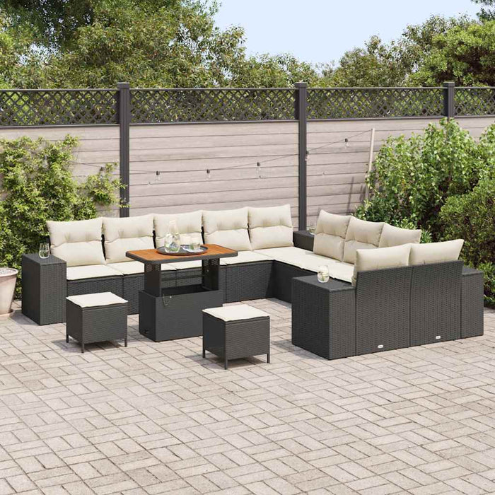 Set de canapele pentru grădină 13 pcs Negru și Crem poliratan - WALTI WALTI