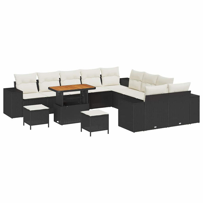 Set de canapele pentru grădină 13 pcs Negru și Crem poliratan - WALTI WALTI