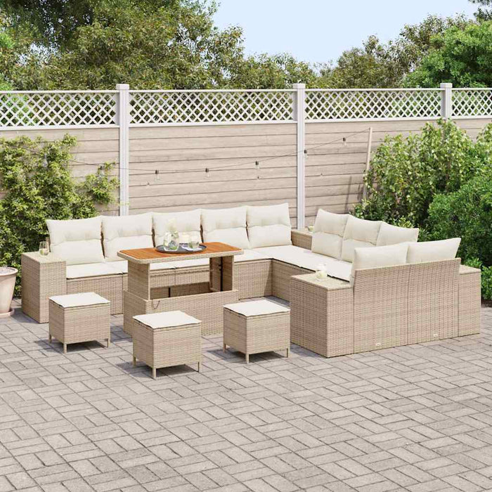 Set de canapele pentru grădină 14 pcs Bej și crem poliratan - WALTI WALTI