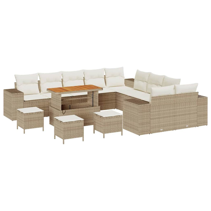 Set de canapele pentru grădină 14 pcs Bej și crem poliratan - WALTI WALTI