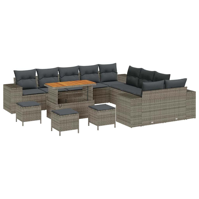 Set de canapele pentru grădină cu pernă 14 pcs Gri poliratan - WALTI WALTI