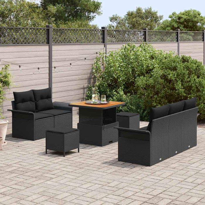 Set de canapele pentru grădină cu pernă cu pernă 8 pcs Negru - WALTI WALTI