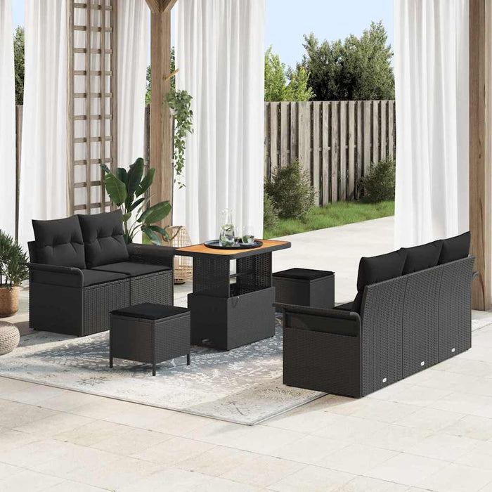 Set de canapele pentru grădină cu pernă cu pernă 8 pcs Negru - WALTI WALTI