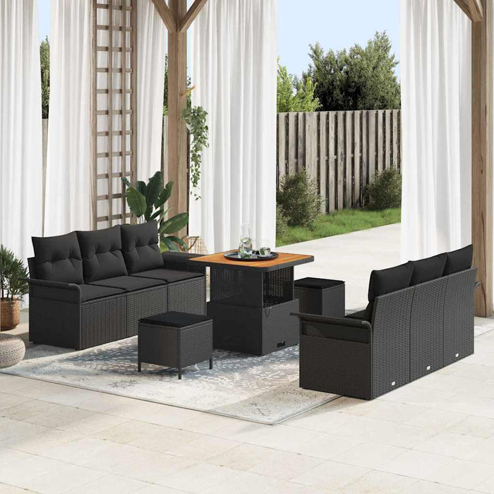 Set de canapele pentru grădină cu pernă cu pernă 9 pcs Negru - WALTI WALTI
