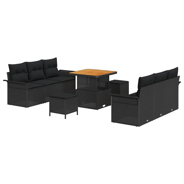 Set de canapele pentru grădină cu pernă cu pernă 9 pcs Negru - WALTI WALTI