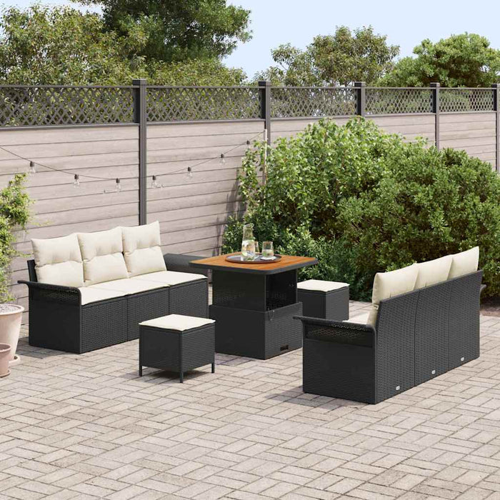 Set de canapele pentru grădină cu pernă 9 pcs Negru și Crem - WALTI WALTI