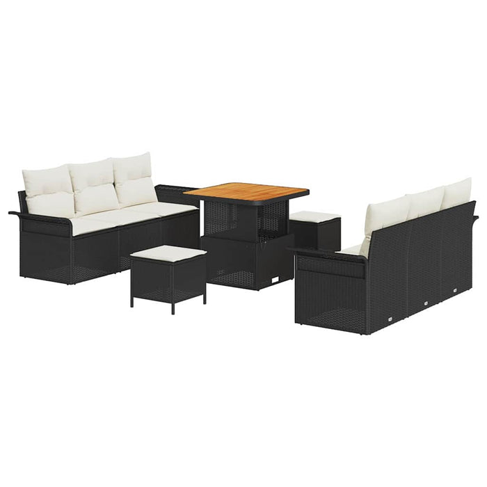 Set de canapele pentru grădină cu pernă 9 pcs Negru și Crem - WALTI WALTI