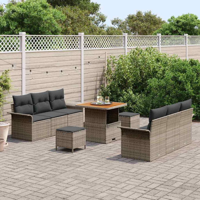 Set de canapele pentru grădină cu pernă cu depozitare 9 pcs Gri - WALTI WALTI