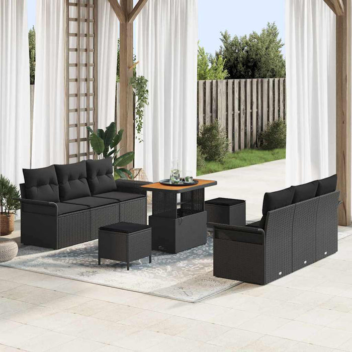 Set de canapele pentru grădină cu pernă cu pernă 9 pcs Negru - WALTI WALTI
