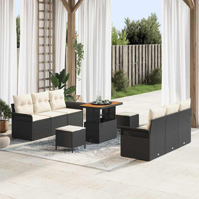 Set de canapele pentru grădină cu pernă 9 pcs Negru și Crem - WALTI WALTI