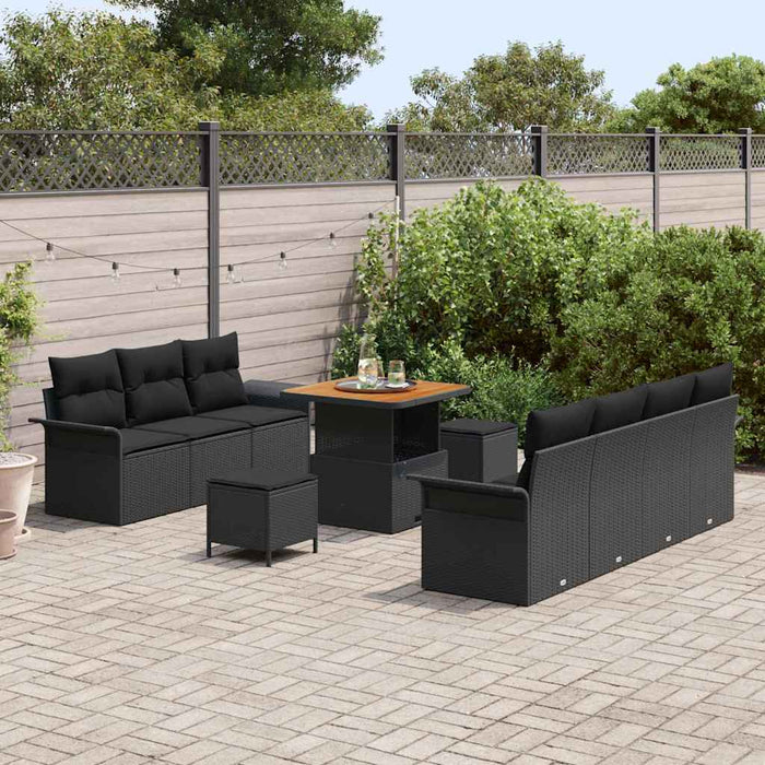 Set de canapele pentru grădină cu pernă cu pernă 10 pcs Negru - WALTI WALTI