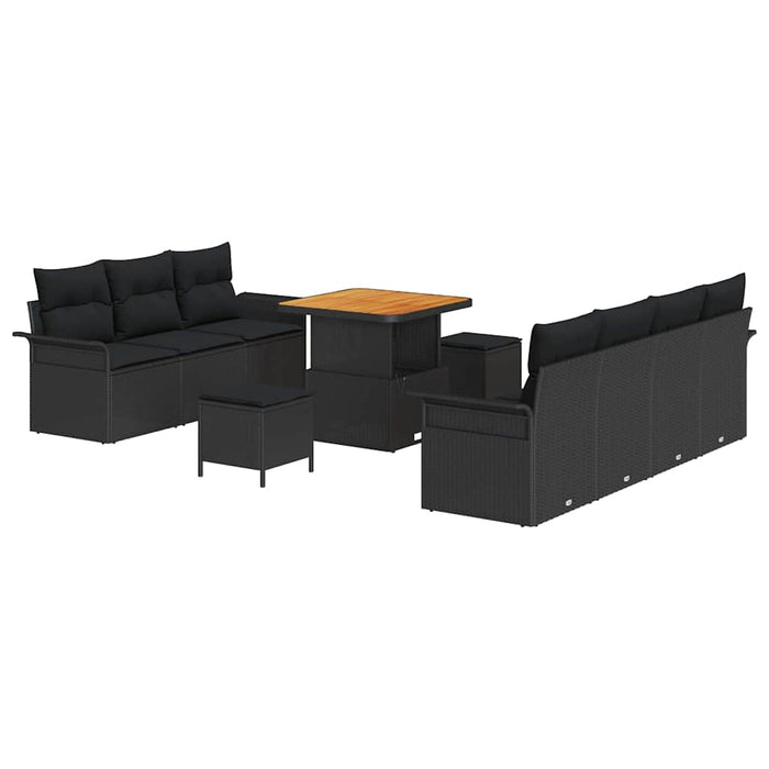Set de canapele pentru grădină cu pernă cu pernă 10 pcs Negru - WALTI WALTI