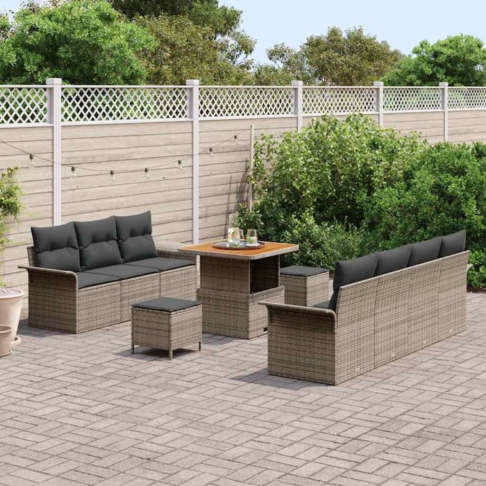 Set de canapele pentru grădină cu pernă cu pernă 10 pcs Gri - WALTI WALTI
