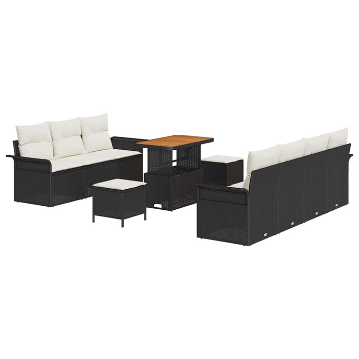 Set de canapele pentru grădină cu pernă 10 pcs Negru și Crem - WALTI WALTI