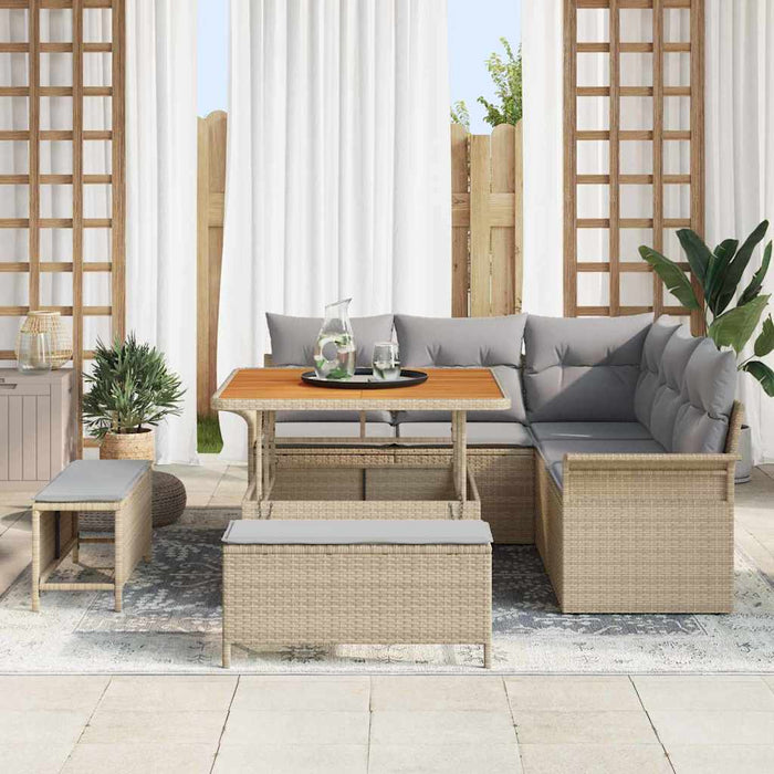 Set de canapele pentru grădină 8 pcs Beige și gri deschis - WALTI WALTI