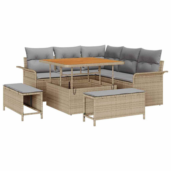 Set de canapele pentru grădină 8 pcs Beige și gri deschis - WALTI WALTI