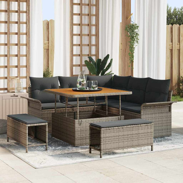 Set de canapele pentru grădină cu pernă cu depozitare 8 pcs Gri - WALTI WALTI