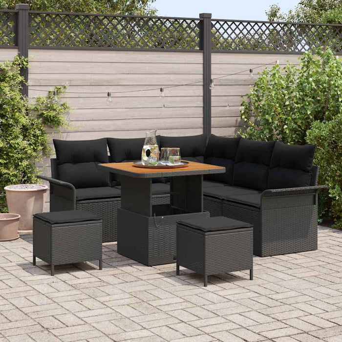 Set de canapele pentru grădină 8 pcs Negru 80 x 80 x 71 cm - WALTI WALTI