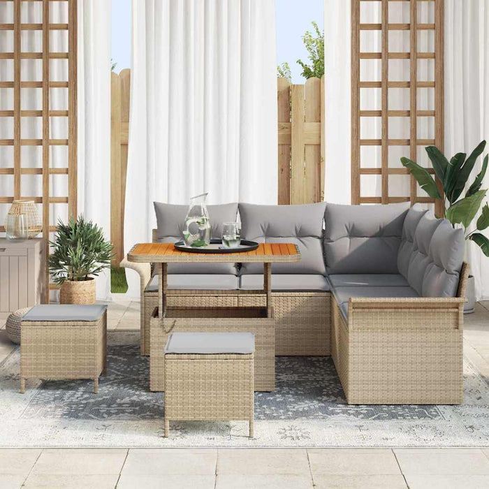 Set de canapele pentru grădină 8 pcs Beige și gri deschis - WALTI WALTI