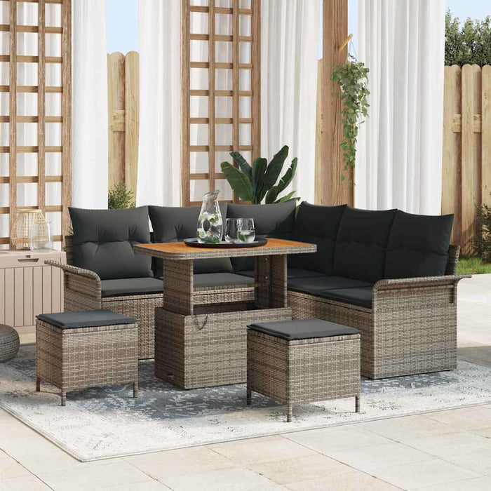 Set de canapele pentru grădină cu pernă cu depozitare 8 pcs Gri - WALTI WALTI