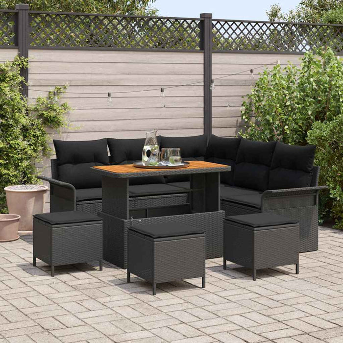 Set de canapele pentru grădină 9 pcs Negru 110 x 55 x 71 cm - WALTI WALTI