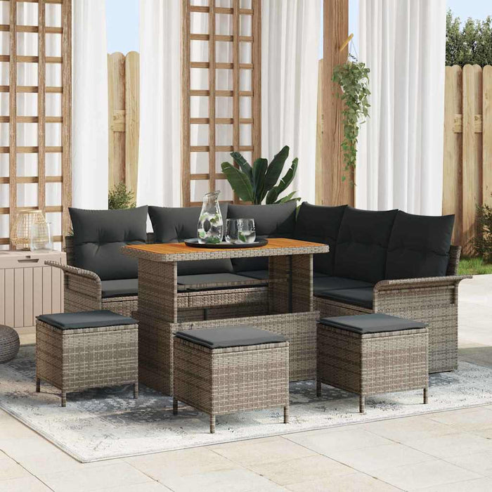 Set de canapele pentru grădină cu pernă cu depozitare 9 pcs Gri - WALTI WALTI
