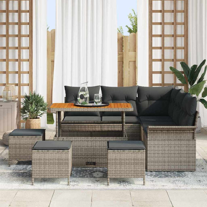Set de canapele pentru grădină cu pernă cu depozitare 9 pcs Gri - WALTI WALTI