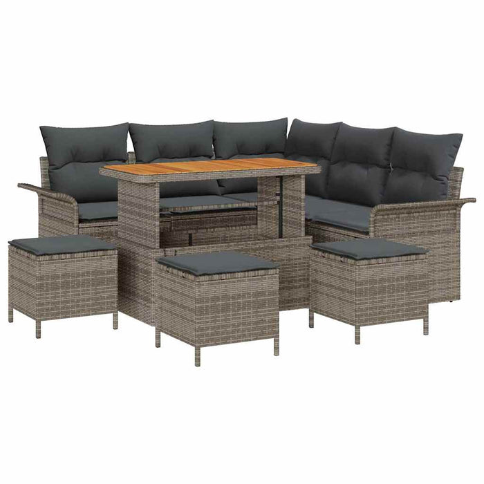 Set de canapele pentru grădină cu pernă cu depozitare 9 pcs Gri - WALTI WALTI