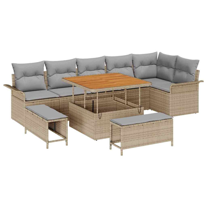 Set de canapele pentru grădină 9 pcs Beige și gri deschis - WALTI WALTI