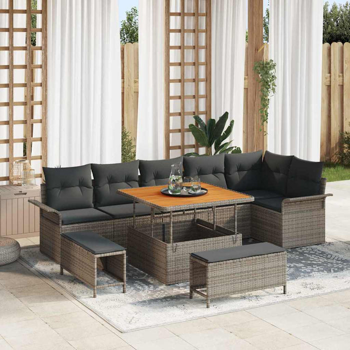 Set de canapele pentru grădină cu pernă cu depozitare 9 pcs Gri - WALTI WALTI