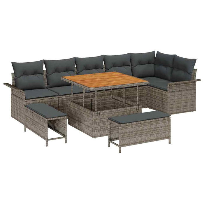 Set de canapele pentru grădină cu pernă cu depozitare 9 pcs Gri - WALTI WALTI