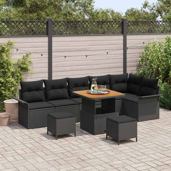 Set de canapele pentru grădină 9 pcs Negru 80 x 80 x 71 cm - WALTI WALTI