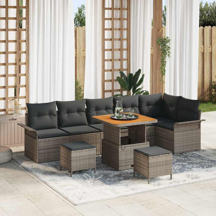 Set de canapele pentru grădină cu pernă cu depozitare 9 pcs Gri - WALTI WALTI