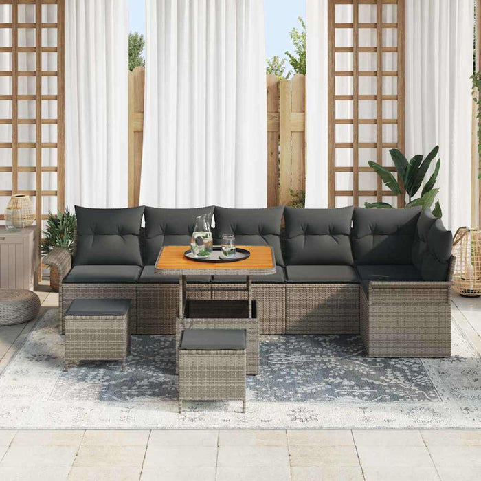 Set de canapele pentru grădină cu pernă cu depozitare 9 pcs Gri - WALTI WALTI