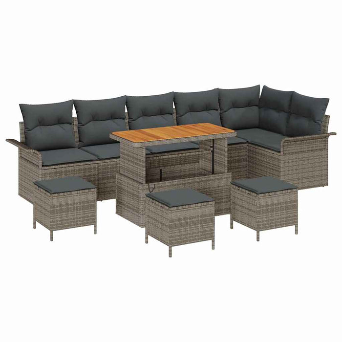 Set de canapele pentru grădină cu pernă cu pernă 10 pcs Gri - WALTI WALTI