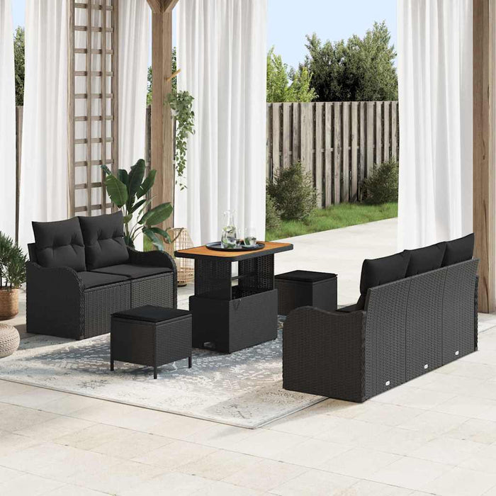 Set de canapele pentru grădină cu pernă cu pernă 8 pcs Negru - WALTI WALTI