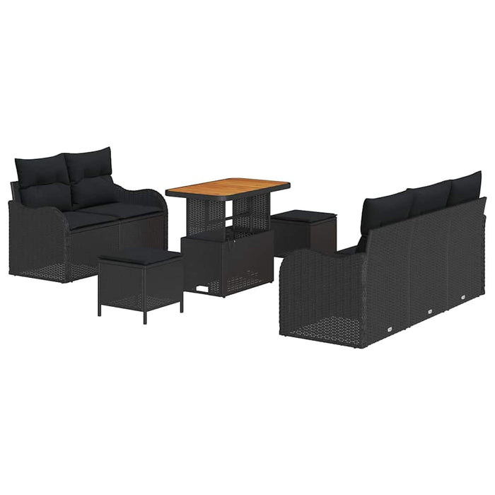 Set de canapele pentru grădină cu pernă cu pernă 8 pcs Negru - WALTI WALTI
