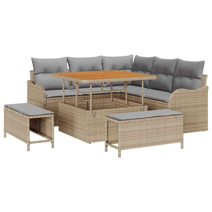 Set de canapele pentru grădină 8 pcs Beige și gri deschis - WALTI WALTI