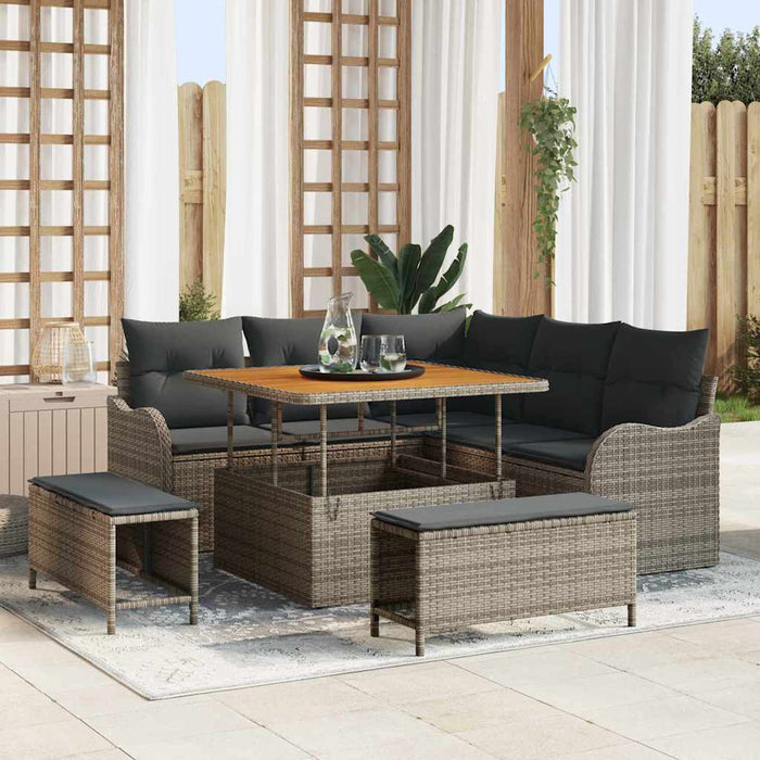 Set de canapele pentru grădină cu pernă cu depozitare 8 pcs Gri - WALTI WALTI