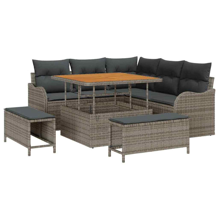 Set de canapele pentru grădină cu pernă cu depozitare 8 pcs Gri - WALTI WALTI