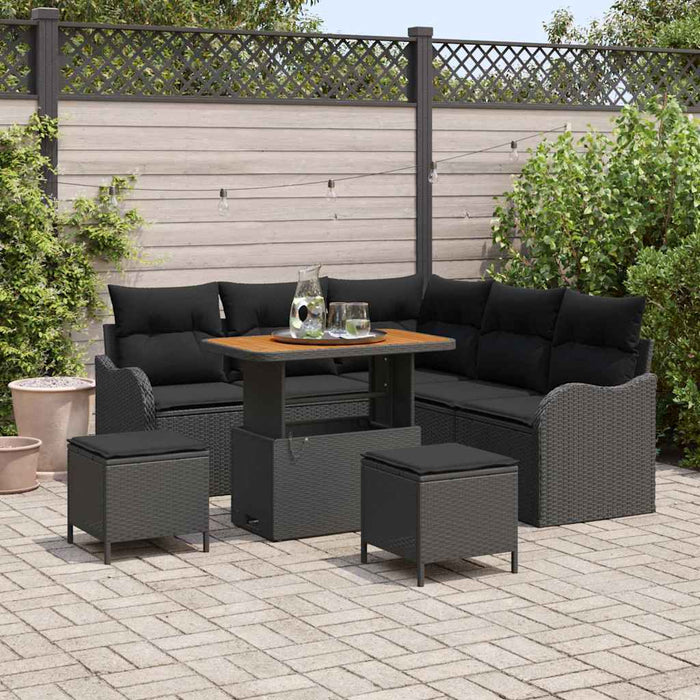 Set de canapele pentru grădină 8 pcs Negru 90 x 55 x 71 cm - WALTI WALTI