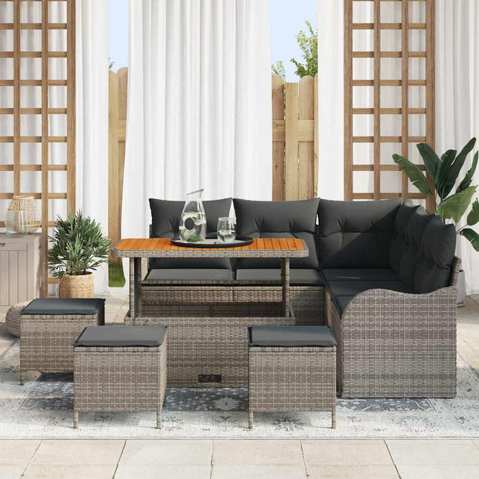 Set de canapele pentru grădină cu pernă cu depozitare 9 pcs Gri - WALTI WALTI