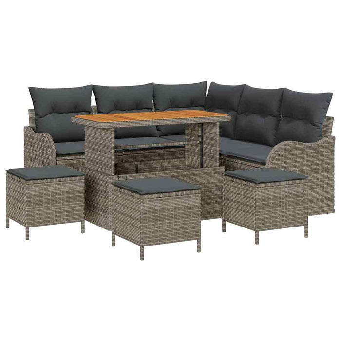 Set de canapele pentru grădină cu pernă cu depozitare 9 pcs Gri - WALTI WALTI