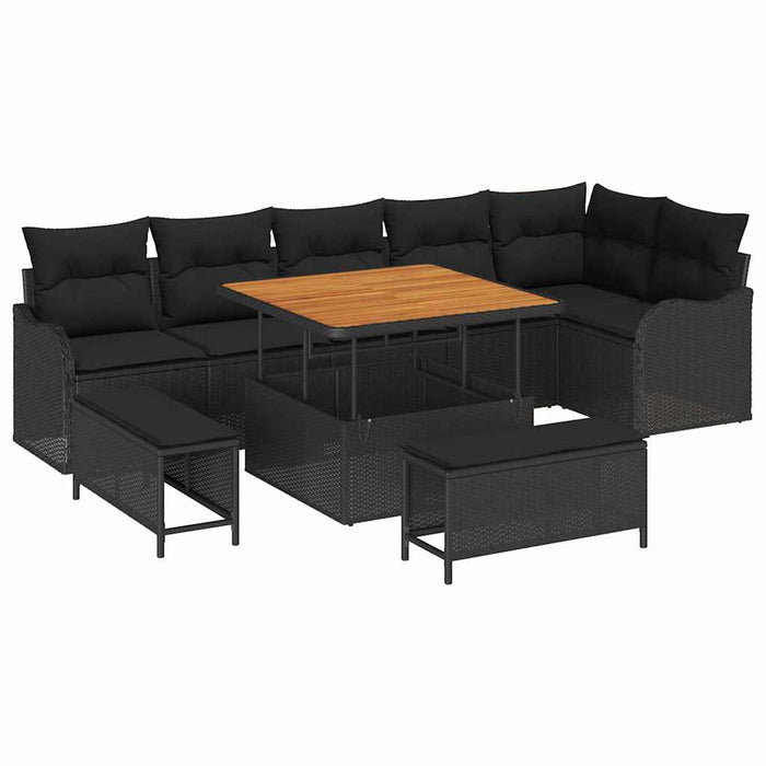 Set de canapele pentru grădină 9 pcs Negru 100 x 100 x 71 cm - WALTI WALTI