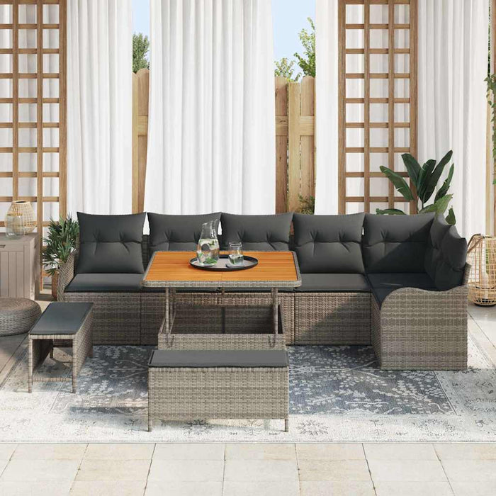Set de canapele pentru grădină cu pernă cu depozitare 9 pcs Gri - WALTI WALTI