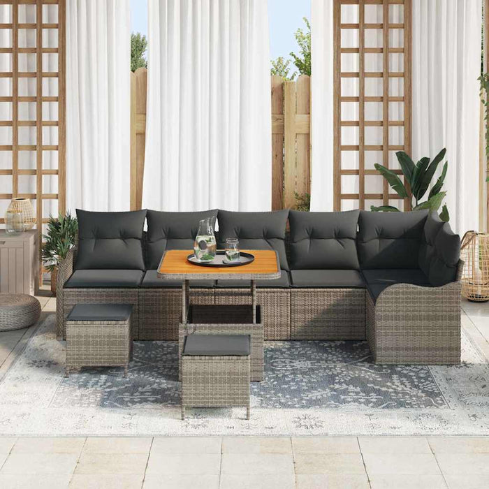 Set de canapele pentru grădină cu pernă cu depozitare 9 pcs Gri - WALTI WALTI