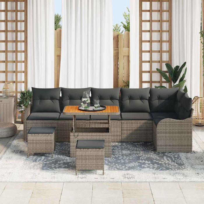 Set de canapele pentru grădină cu pernă cu depozitare 9 pcs Gri - WALTI WALTI